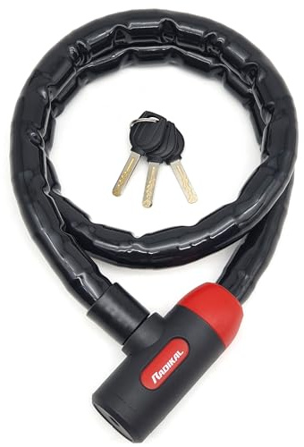 RADIKAL RK520 Candado Pitón Antirrobo Moto, Cable Acero Articulado Blindado, 120cm, Flexible, Cerradura Seguridad, Cadena Pitón Antirobo Universal para Motocicleta, Scooter, Bicicleta Eléctrica