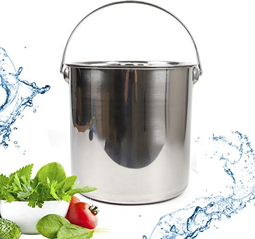 KOLHGNSE Lebensmittel Eimer Edelstahleimer Anwendungen Kücheneimer Futtereimer Wassereimer mit Edelstahl Deckel Neu, 6/12/20 Liter (20L)