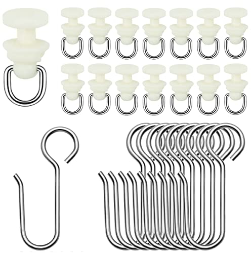 100 Stück Gardinenröllchen für Schiene, 50 Gardinenhaken Gleiter und 50 Metall Vorhang Haken, Gardinenröllchen, Gardinengleiter für alle Standardschienen, Vorhang Haken, Duschvorhang Schiene