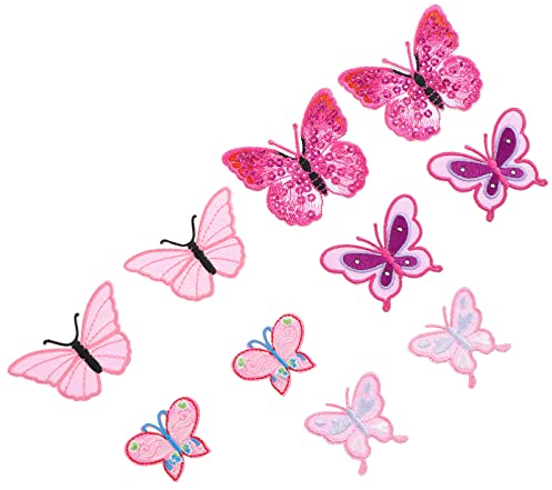 MAGICLULU 10 Stück Kleidung Schmetterling Aufnäher Schmetterling Aufnäher Applikation Stickerei Aufkleber Applique Applique e Applikation Bestickt