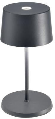 Zafferano, Olivia Mini Lampe, Tragbare und Wiederaufladbare Tischlampe mit Touch Control, Geeignet für Wohnzimmer und Außenbereich, Dimmer, 2700-3000 K, Höhe 22 cm, Farbe Dunkelgrau