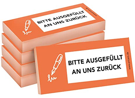 PRICARO Haftnotizen Bitte ausgefüllt an uns zurück, orange, 100 Blatt, 5 Stück