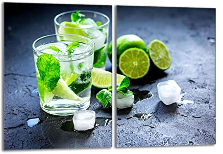 Herdabdeckplatten Set 2x40x52 cm Ceranfeld Abdeckung Glas Spritzschutz Abdeckplatte Glasplatte Herd Ceranfeldabdeckung Deko, Schiefer Limette, Gehärtetes Glas