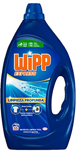 Wipp Express Limpieza Profunda, 55 lavados, detergente líquido quitamanchas, detergente para lavadora concentrado para coladas higiénicamente limpias