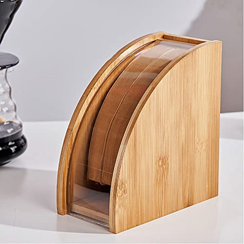Kaffeefilter Aufbewahrung Holz mit Staubschutz - Holz Aufbewahrung Kaffeefilter Größe 100 Filtertütenhalter Größe 100 Kaffefilter Behälter mit Plaxiglas Verdeck - Kaffeefilterhalter Bambus