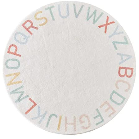 Fouriding ABC Alphabet Runde Teppich weiche Cartoon Plüschdecke niedlich rutschfest für Zimmer Kinder Jungen Mädchen Dekor (Bunt, 160cm)