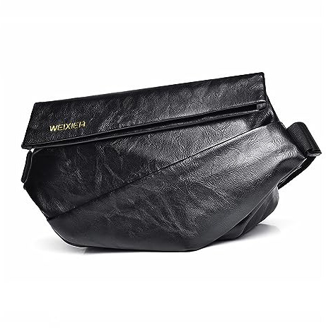 FANDARE Herren Brusttasche Umhängetasche PU Leder Sling Bag Wanderrucksäcke Männer Schultertasche Crossover-Rucksack Daypacks Wasserresistent für Outdoor Reisen Camping Crossbody Schulter Schwarz