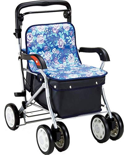 Walker, Aluminium 4-Rad Rollator Walker mit Einkaufskorb Faltbares Gehgestell für ältere Mobilitätshilfen Höhenverstellbarer Rollator It's so kind of you