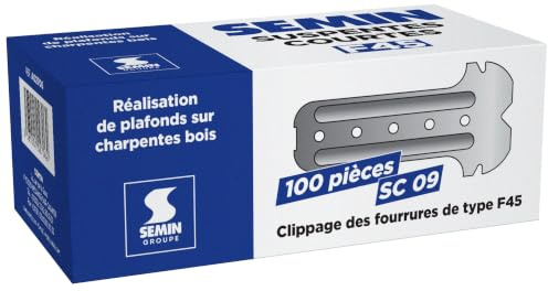 SEMIN Suspentes Courtes F45 80 mm – Boîte de 100 – Acier Galvanisé 75/100 – Fixation Plafonds Suspendus & Faux Plafonds – Compatible Fourrures F45 – Pose Rapide par Clipsage