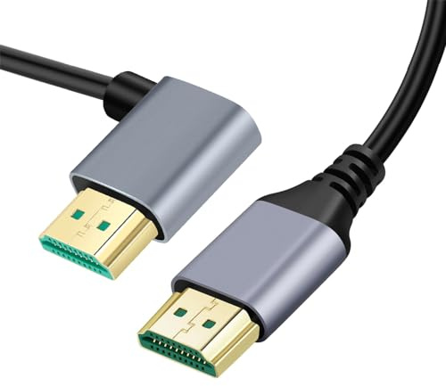 xiwai Câble HDMI 2.1 8K Ultra fin HDTV 1 m 4K Hyper Super Flexible Slim Cordon coudé à 90 degrés Type-A mâle vers mâle pour ordinateur HDTV projecteur Home Cinéma