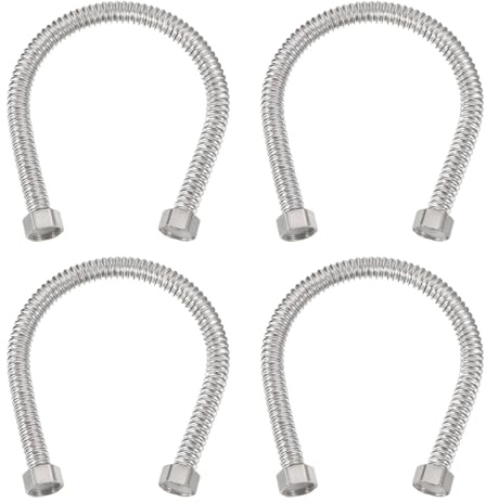 PATIKIL G1/2 x 15,75 Pouces Tuyau Flexible de Chauffe-Eau d'Acier Inoxydable, 4 Pcs Tuyau de Connecteur de Chauffe-Eau Ondulé Durable, pour Raccord de Conduites d'Eau