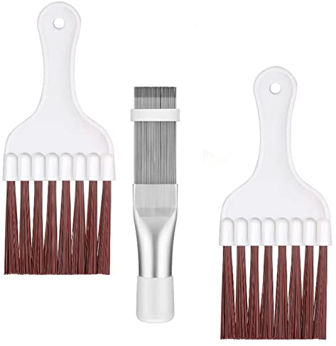 Lot de 3 brosses de nettoyage pour climatiseur, condensateur, brosse à condensateur, peigne à ailettes, évaporateur, radiateur, outil de nettoyage pour ventilateur, plumeau