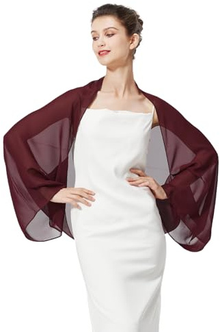 BEAUTELICATE Chal Cape Mujer Fiesta Gasa Bufanda Estola Verano para Novia Bodas Invitada Elegante Ligero (Cabernet)