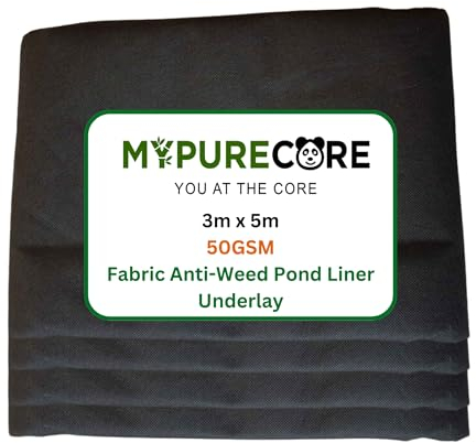 MYPURECORE 50gsm Pond Liner Underlay 3m x 5m - Tear-Resistant, Durable Garden Pool Foundation - Perfect for Wildlife and Decorative Ponds