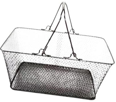 YsXoWiui Cestino in Filo Metallico Portatile con Manici Robusti per L'organizzazione Domestica, Nero