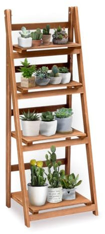 Hoclauho Pflanzenregal Holz, Blumenregal Blumentreppe für Indoor Balkon und Outdoor, Küchenregal Leiterregal Pflanzentisch Pflanzenständer Organizer, Mehrzweck-Aufbewahrungsregal (Dreieck)