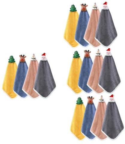 Garneck 16pcs Microfiber Kitchen Hand Towels Christmas Design Fast Drying Bathroom Towel Family Use