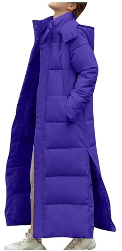 TURWXGSO Puffer Jackets Women Warm Quilted Padded Hooded Jacket Long Parka Coats Ladies Winter Quilted Outerwear Coat Plain Elegant Trendy Thermal Loose Fit Windproof Long Coats