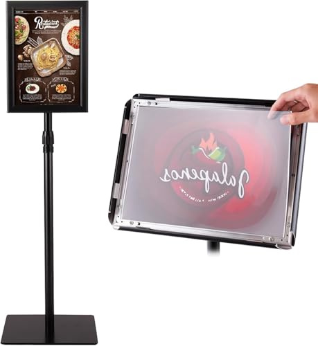 FANTASK A4 Information Stand, Black, Height-Adjustable Poster Stand, Customer Stop, Display Stand