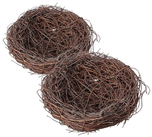 KONTONTY Künstliche Rattan-Vogelnester 2 Stück Realistisch Geflochtene Foto Requisiten Für Ostern Hochzeit Garten Innen Außen Dekoration