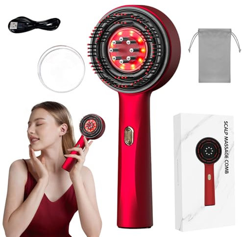 Kopfmassagegerät Elektrisch,Elektrische Kopfmassage Spinne,Kopfmassage, 2-in-1 Kopfhaut Massagebürste Elektrisch mit Haaröl-Applikator, 360° Rotlicht Haarmassagegerät, 3 Modi, Kopfmassager
