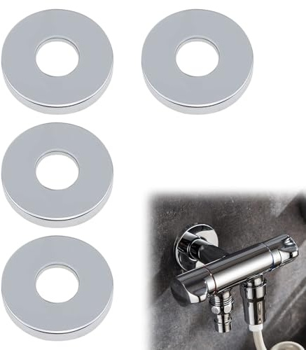 Rosace Mitigeur Douche Acier Inoxydable (3/4 ) Ø 26 mm x Ø 70 mm x hauteur 10 mm 4 Pièces, Rosace Robinet Intérieur, Garniture Pour Robinet De Douche Et Robinets Muraux D'eau Chaude Et Froide