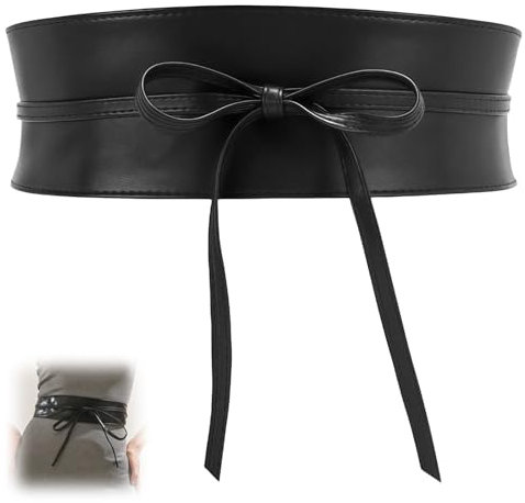 Taillengürtel Damen, Damen Gürtel Breit Hochwertige Verarbeitung und Auch Angenehm Beim Tragen, Größe 240cm × 9cm, Schleifengürtel Kann Mit Ainer Vielzahl von Kleidung Kombiniert Werden (Schwarz)