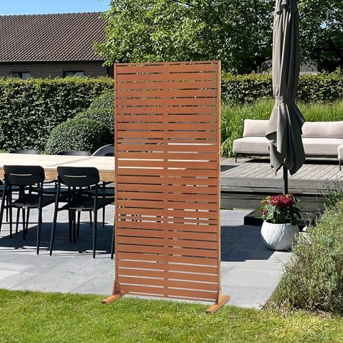 casa.pro Trennwand Nodepp Raumteiler 180 x 90 cm Sichtschutz Outdoor Indoor Raumtrenner Terrasse Balkon Cortenstahl Paravent Edelrost