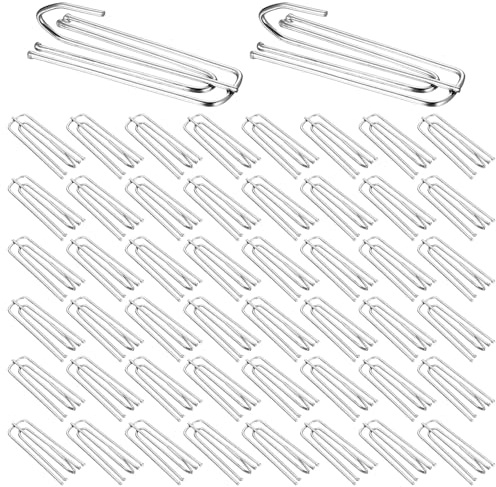 50 PcsGanchos Cortinas de Acero Inoxidable, Ganchos para Cortinas Pliegues 4 Puntas, Gancho Plisados Riel de Metal, Gancho de Cortinapara Perchas de Cortina Plisada de Ducha Anillos Rieles