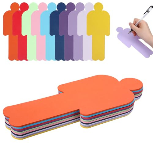 250 Stück Moderationskarten Set, 20 X 8 cm Mensch Karteikarten Bunt, 10 Farben Lernkarten für Moderationskoffer Büro Schule Präsentation und Moderation