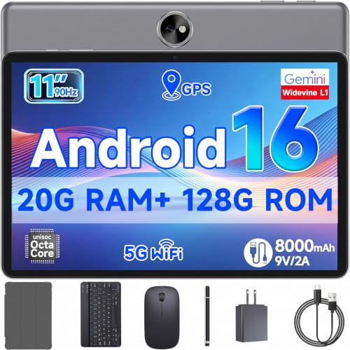PEICHENG Tablet 11inch Android 16 Octa-core Processor, RAM 20GB(4+14Expand)+ROM 128GB, 8000mAh Battery, 5MP+13MP Dual Cameras