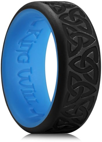 King Will Männer Silikon Eheringe, 8mm Komfort Fit mit einzigartigen inneren Rille Design, Gummi Verlobungsringe für das tägliche Tragen und Aktivitäten