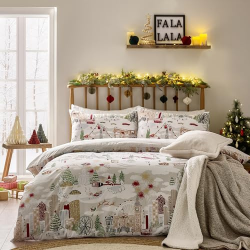 furn. Joy To All Set Copripiumino (Neve/Bacca - Doppio)