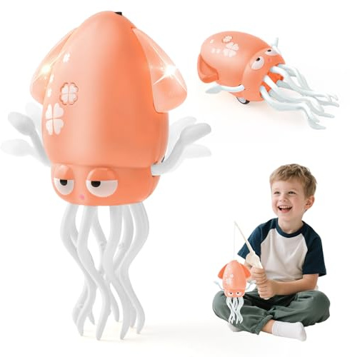 LTFIOON Electric Dancing Octopus Toy, Poulpe Dansant Électrique avec LED et Musique - 2 Modes (Danse & Rampe), Jouet Pieuvre à Esquive Automatique, Cadeau Magique pour Filles et Garçons (Rose)