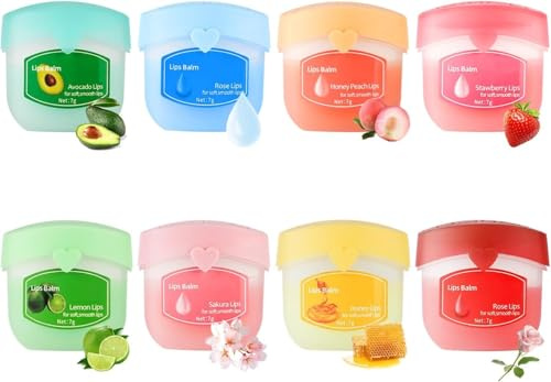 HAIYUU 8 Stück Lippenbalsam, Labello Lippenpflege Hydrating Lip Balm Set, Lippenmaske Lipbalm für Verblassende LippenlinienTrockene Lippen Reduzieren Lippenpeeling