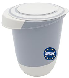 mucHome Quirltopf 1,5 Liter Rührschüssel mit Spritzschutz und Deckel extra breiter Rand und Anti-Rutsch Boden - Schüssel mit Rühröffnung und Ausgießer Sahnebecher - Qualitätsprodukt aus Europa (Blau)
