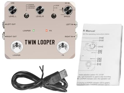Cheotime Gitarre Looper Pedal, 10-minütige Aufnahmestation 24-Bit-Probenahmestation mit 11 Wiedergabemodi und 2 Fußschalter für E-Gitarre