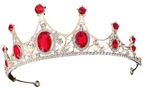 Tocado Rojo de Aleación de Zinc con Pedrería Acrílica | Banquetes y Fiestas, Diseño en Forma de Diadema, Ligero y Fácil de Llevar