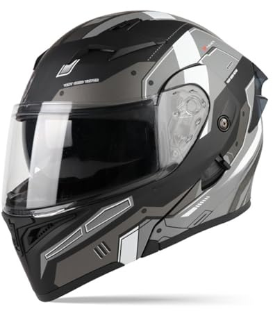 Motorrad Klapphelm Unisex Rollerhelm Sturzhelm Rennhelme Wintertauglicher Integralhelm Geeignet Für Cruiser Mopeds Motocross Ganzjahres H,XXL=(63-64CM)
