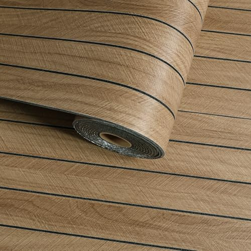 VaryFloral 30cm x 500cm Light Brown Wood Panels for Walls Foam Slat Herringbone Stick on Panelling for Walls 3D Wood Wall Panels Striped Wooden Effect Wallpaper for TV Background Room Interior