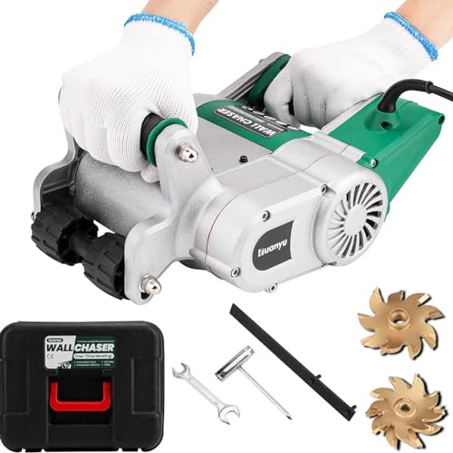 JKJZSALJ Rozadora De Pared Eléctrica De 1100 W, con Hojas De Sierra De 25 Mm Y 35 Mm, Juego De Máquina Cortadora De Ranuras para Suelos Y Paredes, para Granito, Mármol Y Hormigón.