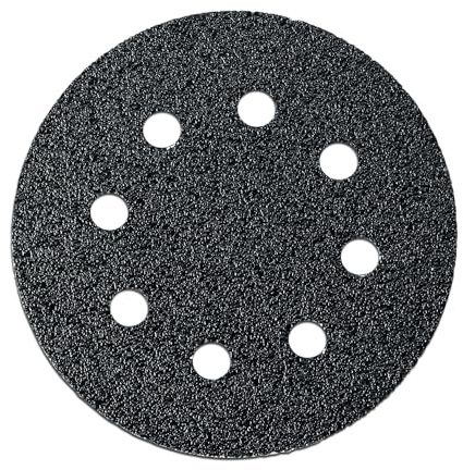 FEIN 12 sanding sheets, zircon grit 40, Ø 115 mm, pack of 12, for hard surfaces such as clear varnishes (e.g. parquet varnish) or metal. Perforated, hook and loop fastening.