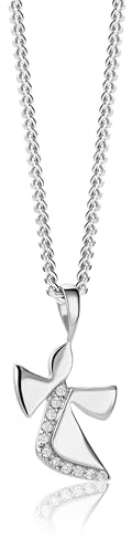 MIORE Damen Halskette | Engel Design | 925 Sterling Silber | mit 11 Zirkonias von 0,08 Karat | hautfreundliche Kette Silber, Panzerkette | Damen Schmuck vom Juwelier