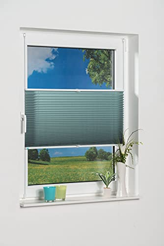 K-home Plissee Klemmfix ohne Bohren-EasyFix Lichtschutz, Stoff, Petrol, 130 x 110 cm