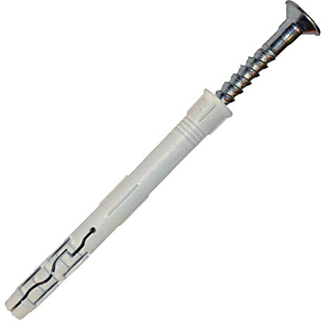 200 Stück PROFI Nageldübel 6 x 80 mm Nylon Schlagdübel Einschlagdübel Dübel vormontiert Senkkopf mit Schraubnagel