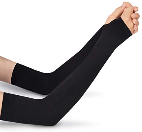 TFY Unisex kühlende & UV Schutz Armstulpen fürs Fahrrad Fahren, Klettern, Wandern und Anderen Sport sowie Outdoor Aktivitäten, Schwarz