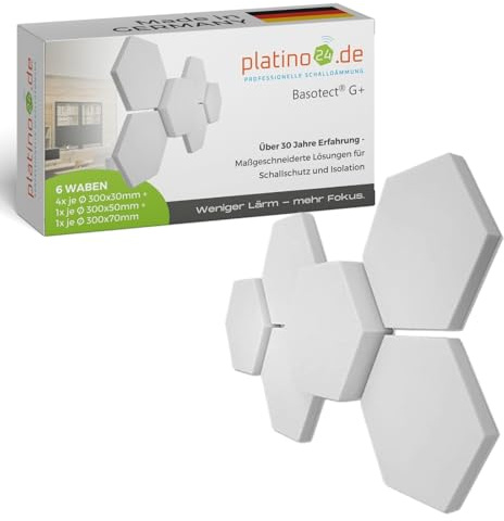 platino24 Schallabsorber aus Basotec G+ I 3D Wand-Paneele I 6 Waben aus Basotec G+ I Akustikplatten zur Schalldämmung in Büro, Studio & Wohnung