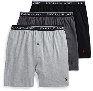Polo Ralph Lauren Knit Boxer Shorts Classic Fit 100% Cotton - 3 Pack XL, Black, Red and Black/Red Stripe