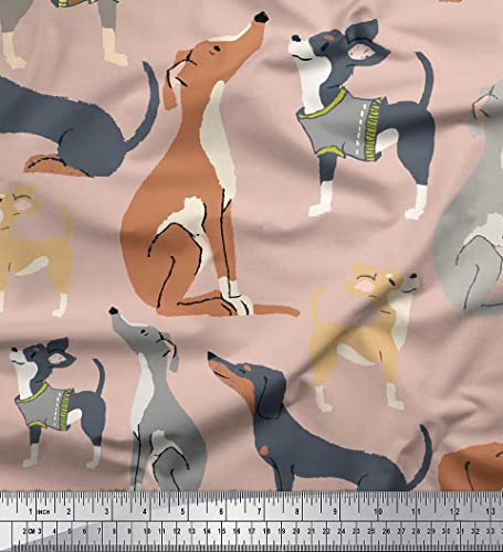 Soimoi Rosa Baumwolle Batist Stoff niedlich Hund Stoff drucken Meter 42 Zoll breit