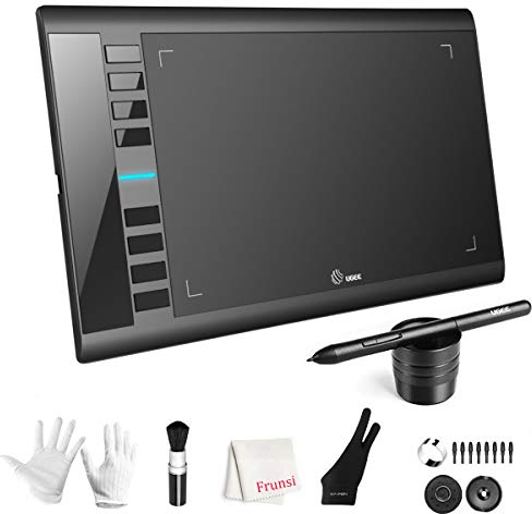 Graphics Drawing Tablet, UGEE M708 10 x 6 inch Large Drawing Tablet with 8 Hot Keys, Passive Stylus of 8192 Levels Pressure, UGEE M708 Graphic Tablet for Paint, Design, Art Creation Sketch